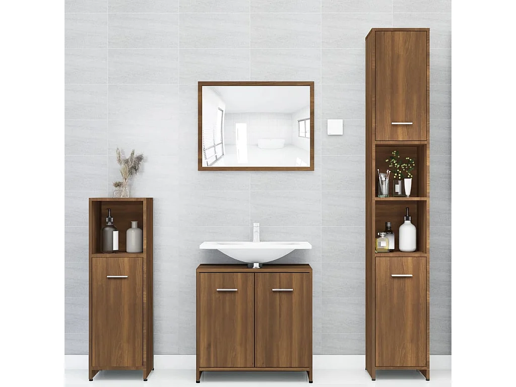 Armoire de bain Chêne marron 30x30x183,5 cm Bois d'ingénierie