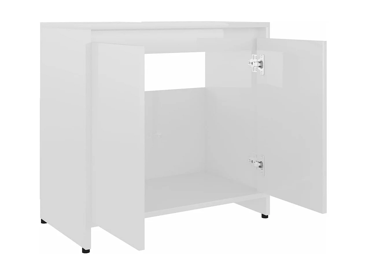 Armoire de salle de bain Blanc brillant Bois d'ingénierie