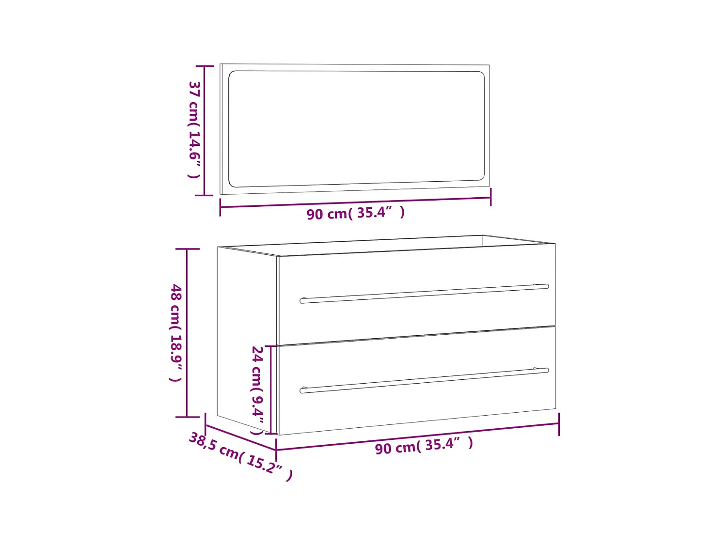 Badezimmerschrank mit spiegelgrauem Betonwerkstoff