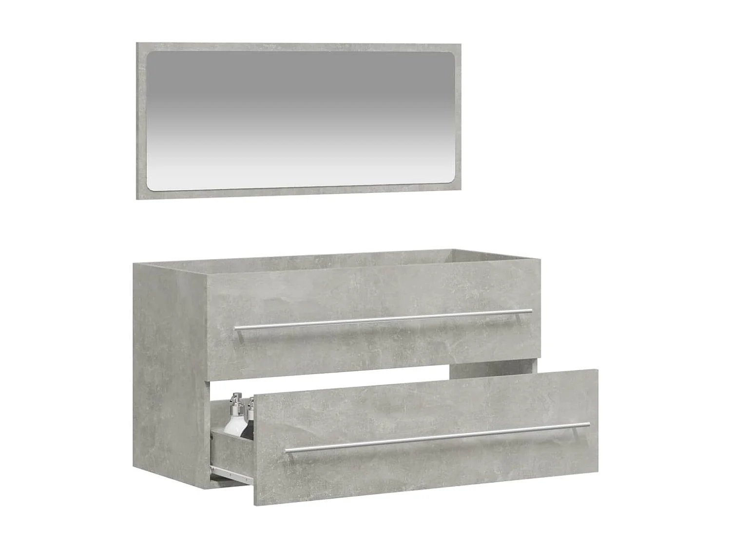 Badezimmerschrank mit spiegelgrauem Betonwerkstoff