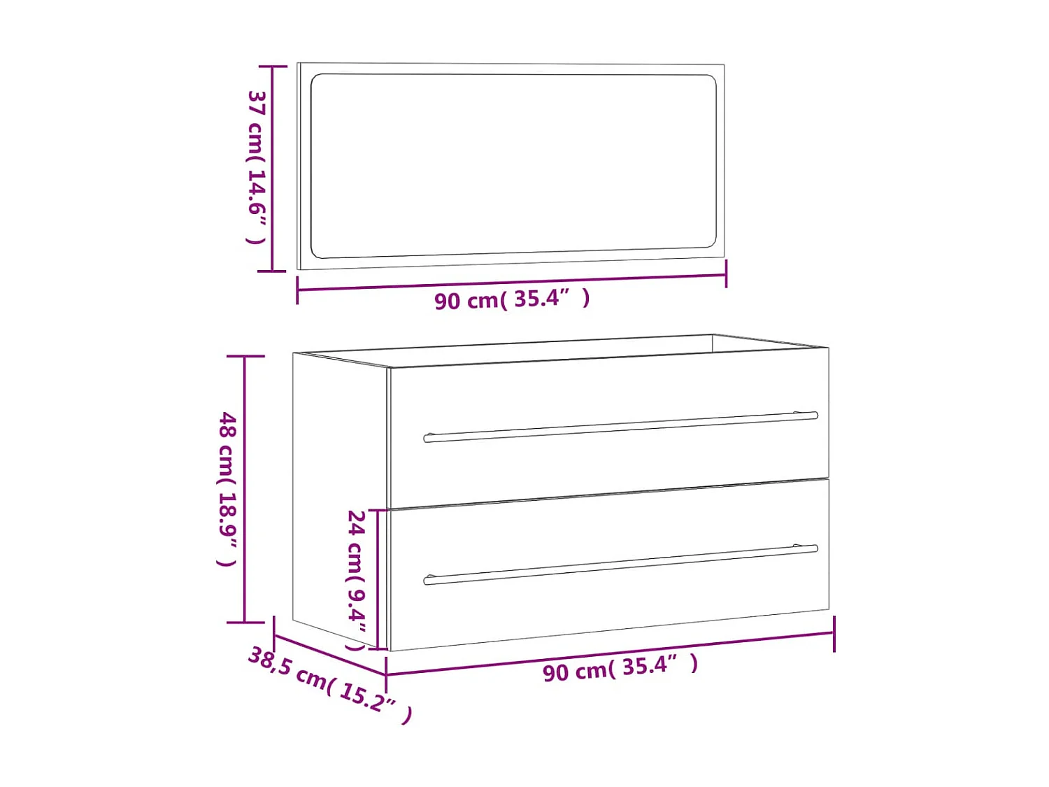 Badezimmerschrank mit spiegelgrauem Betonwerkstoff