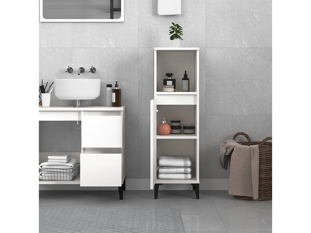 Mobile da bagno bianco 30x30x100 cm in derivati del legno