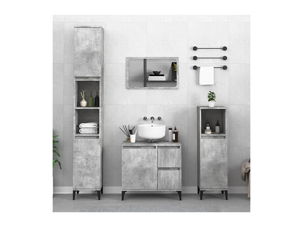 Armoire de salle de bain gris béton 65x33x60 cm