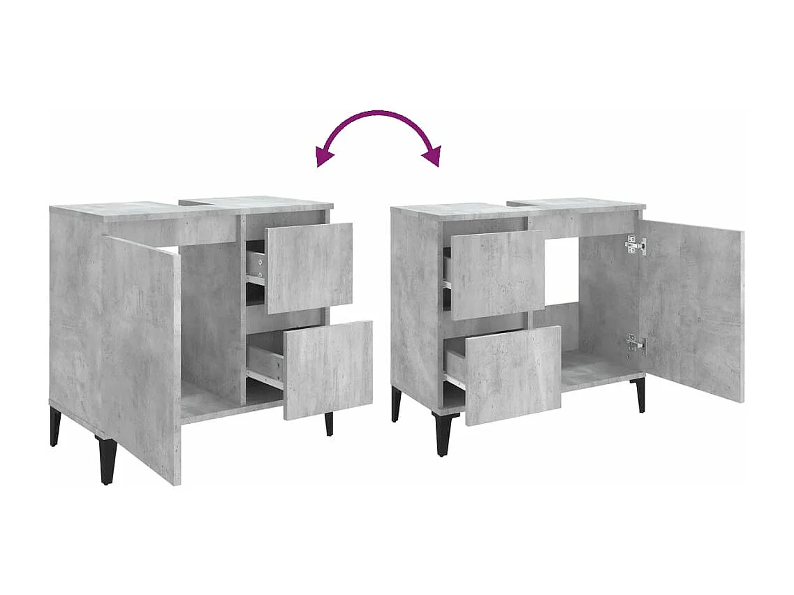 Mobile da bagno grigio cemento 65x33x60 cm