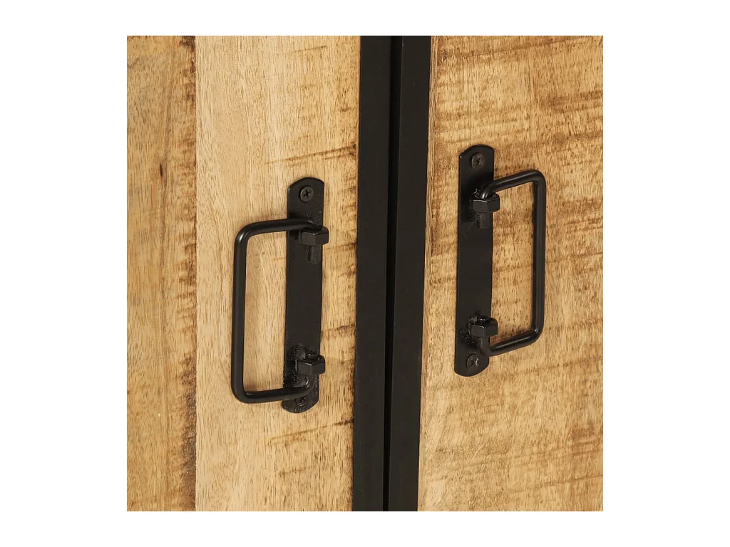 Mobile lavabo da bagno in legno massello di mango e ferro