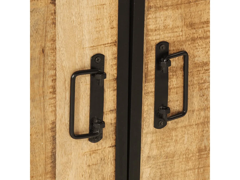 Mobile lavabo da bagno in legno massello di mango e ferro