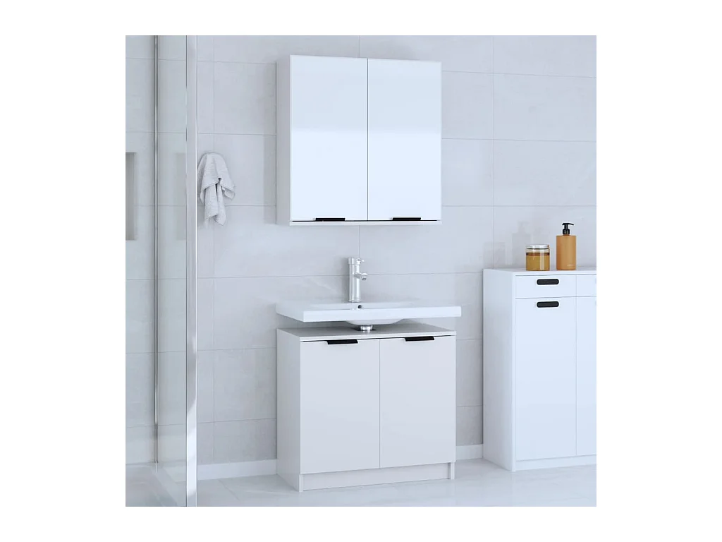 Mobili da bagno 2 pz. Bianco MDF