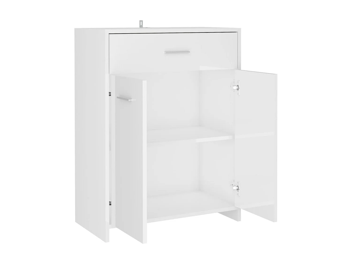 Glänzend weißer Badezimmerschrank aus Holzwerkstoff