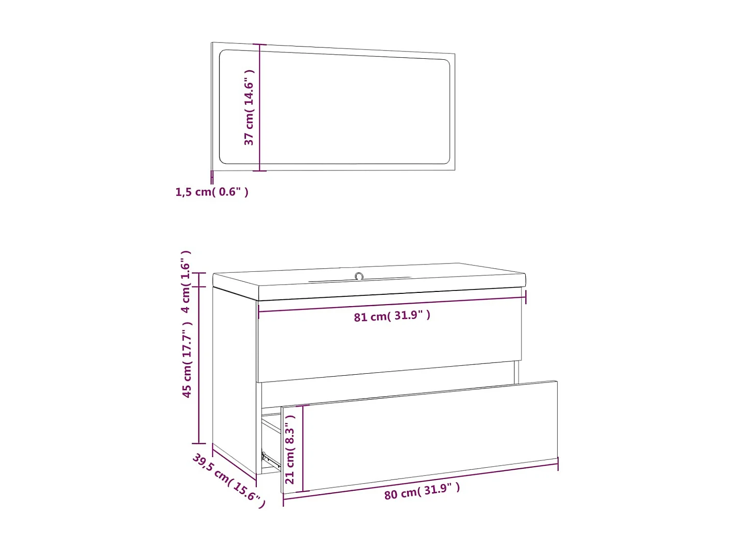 Mobile da bagno Rovere affumicato Derivati del legno