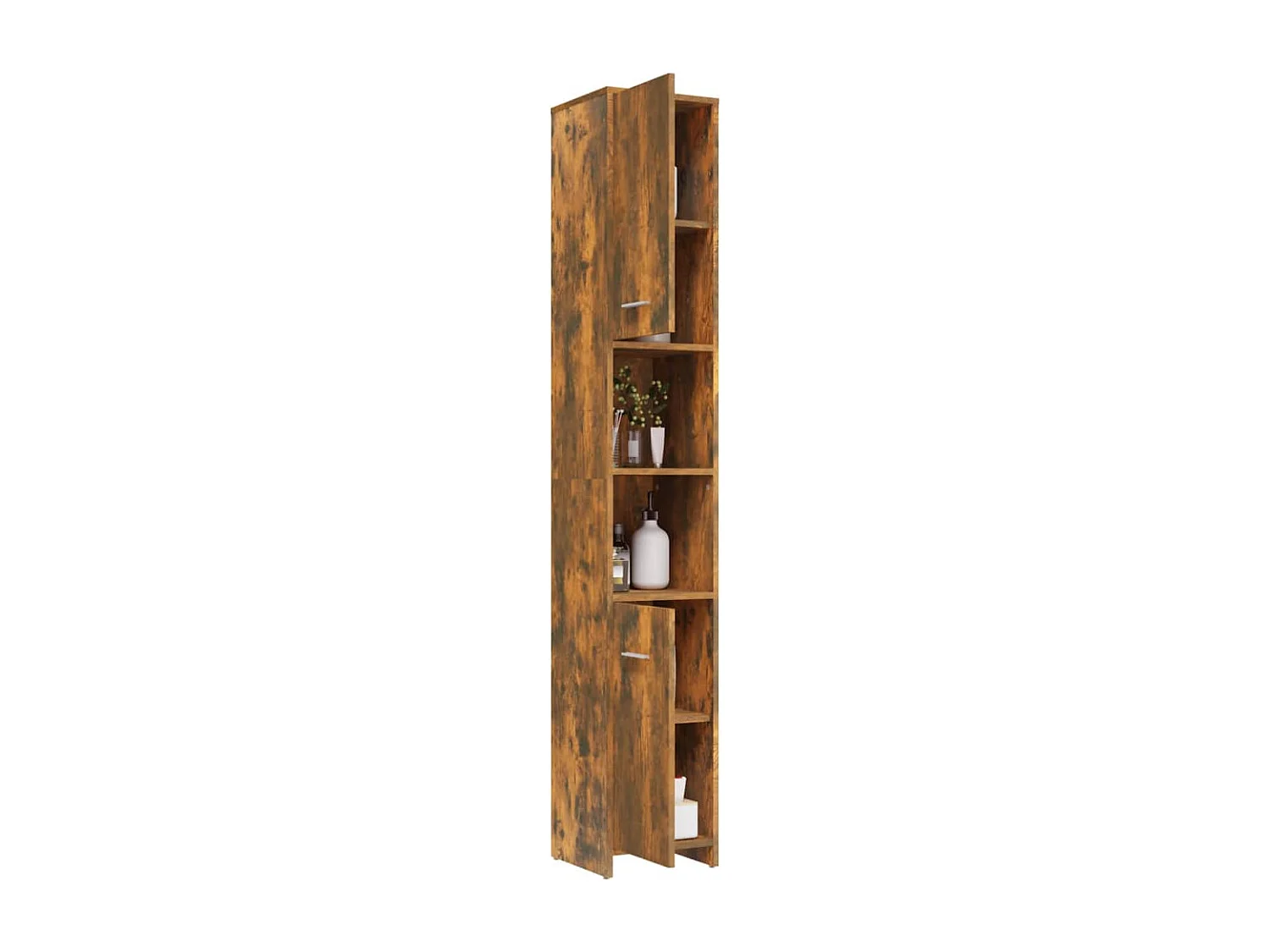 Armoire de bain Chêne fumé 30x30x183,5 cm Bois d'ingénierie