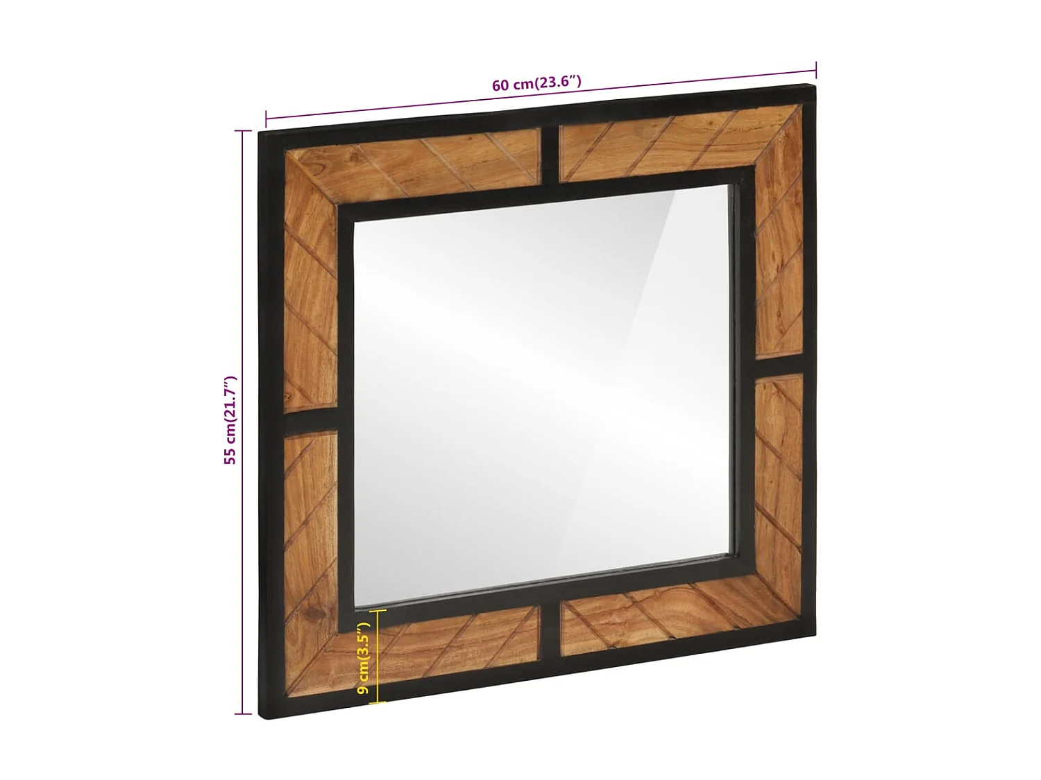 Espejo de baño 60x1x55 cm madera maciza de acacia