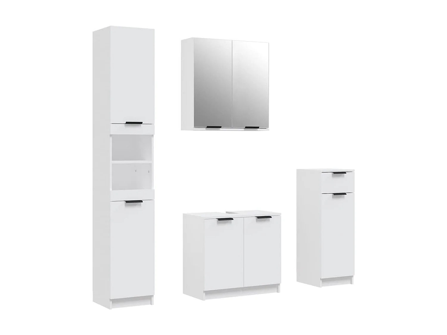 Meubles de salle de bain 4 pcs Blanc Bois d'ingénierie