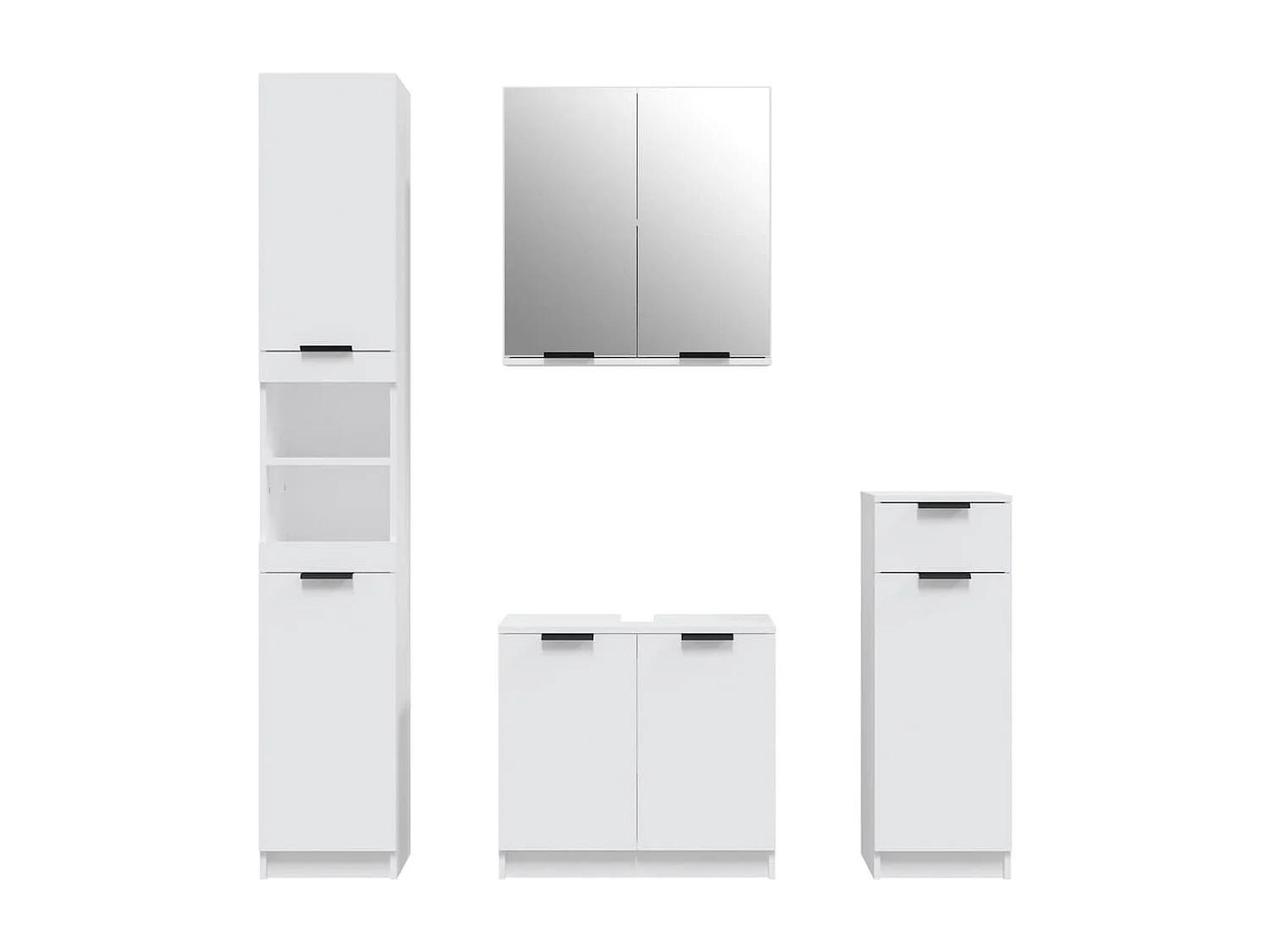 Meubles de salle de bain 4 pcs Blanc Bois d'ingénierie