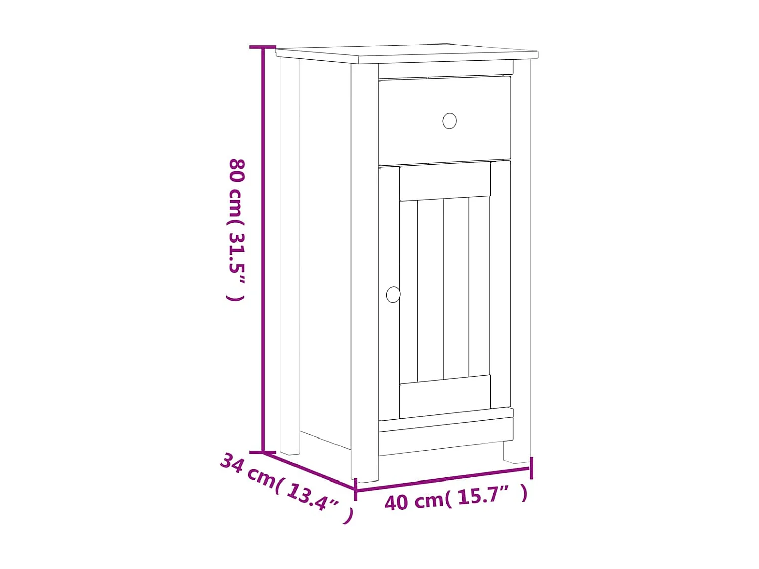 Armoire de salle de bain BERG blanc 40x34x80 cm pin massif