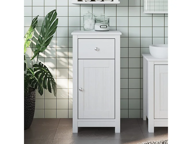BERG mueble de baño pino macizo blanco 40x34x80 cm