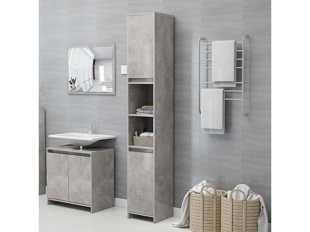 Armoire de salle de bain Gris béton Bois d'ingénierie