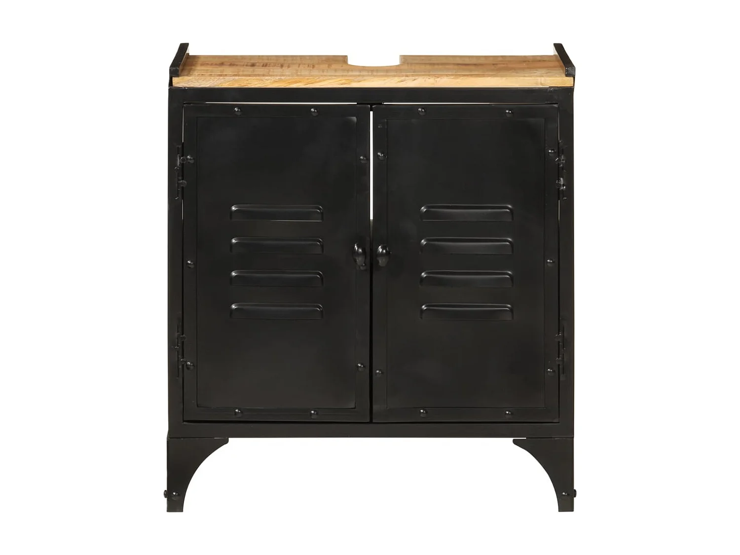 Mueble lavabo de baño de hierro y madera de mango