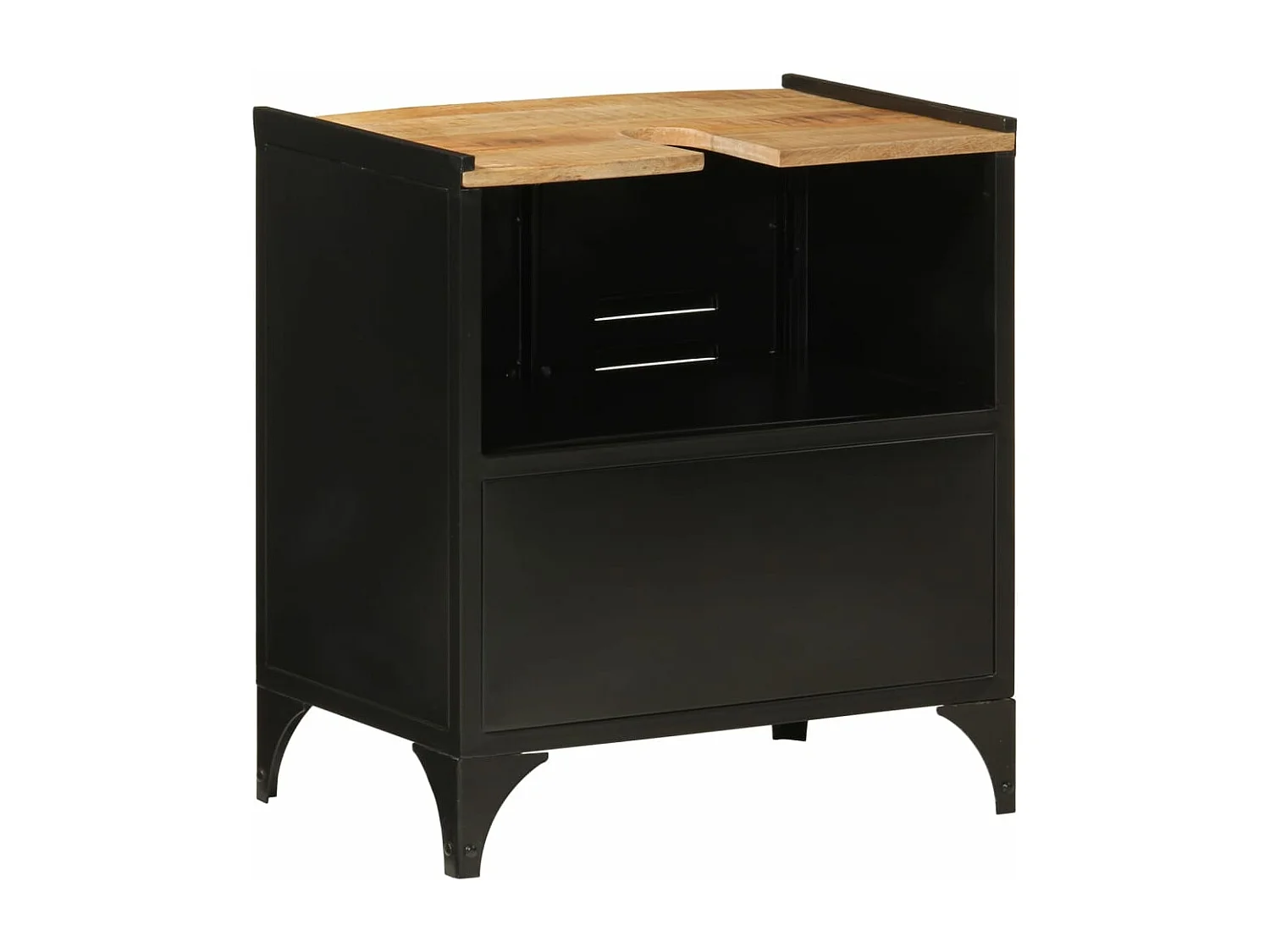 Mueble lavabo de baño de hierro y madera de mango