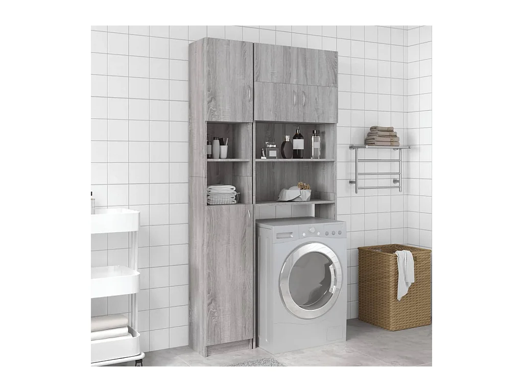 Mobile da bagno Sonoma grigio 32x25,5x190 cm MDF