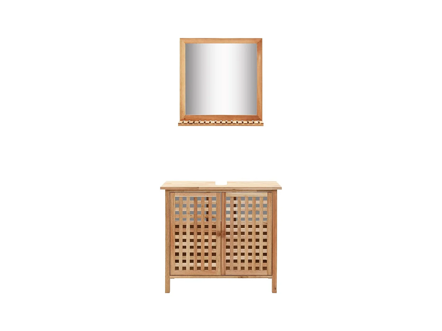 Armoire pour lavabo avec miroir Bois de noyer massif