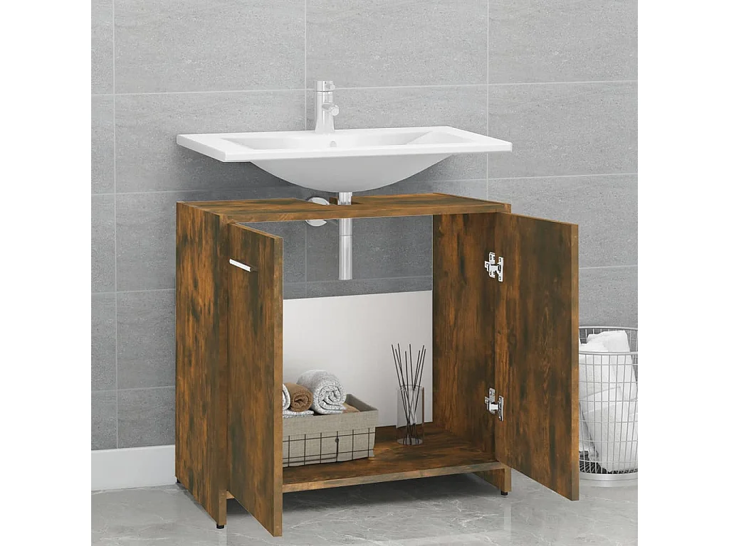 Badezimmerschrank Räuchereiche 60x33x60 cm Holzwerkstoff