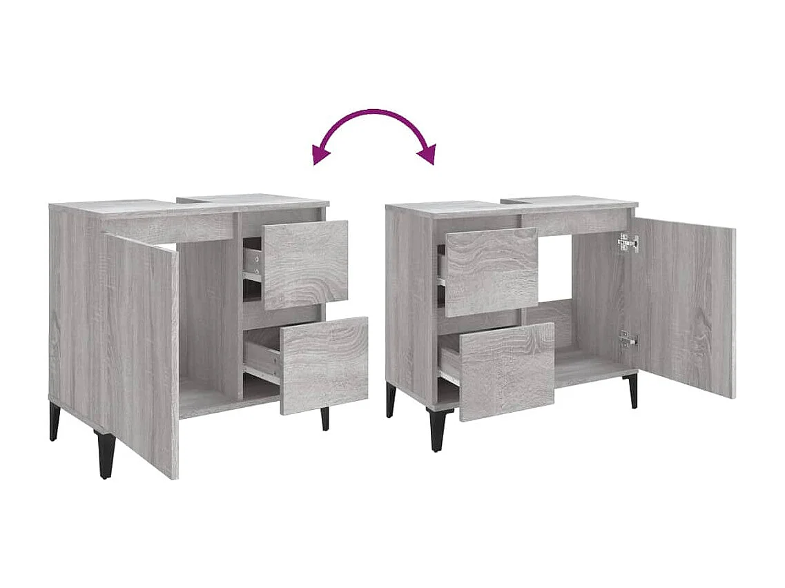 Armoire de bain sonoma gris 65x33x60 cm bois d'ingénierie