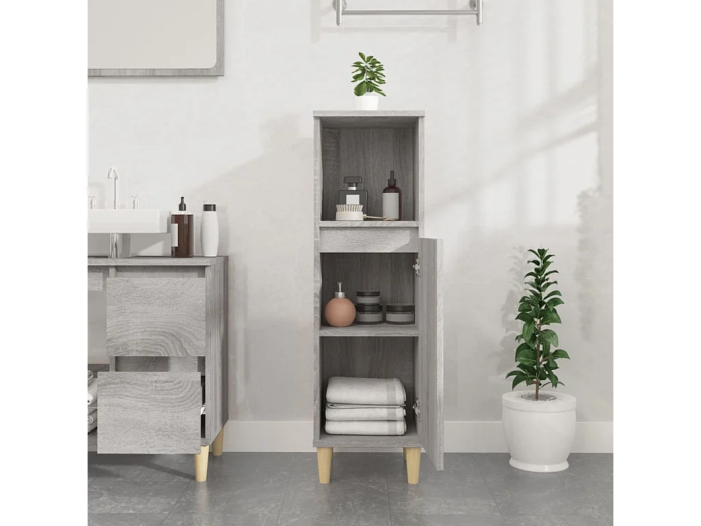 Armoire salle de bain sonoma gris 30x30x100 cm