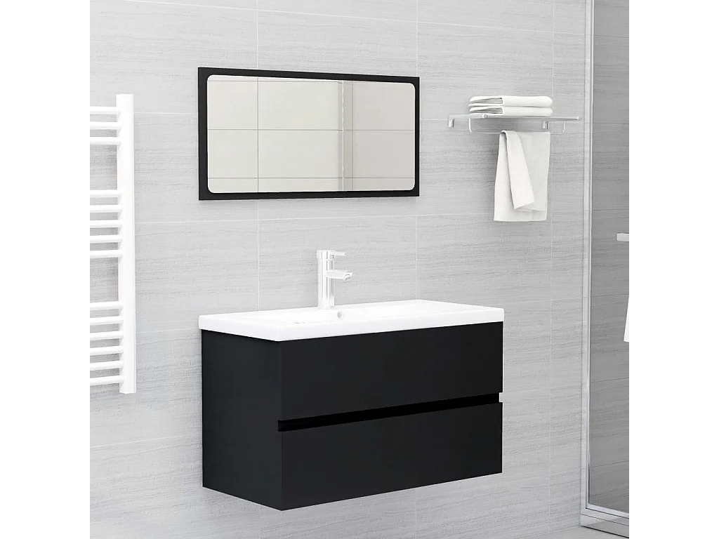 Mobili da bagno in multistrato di legno nero