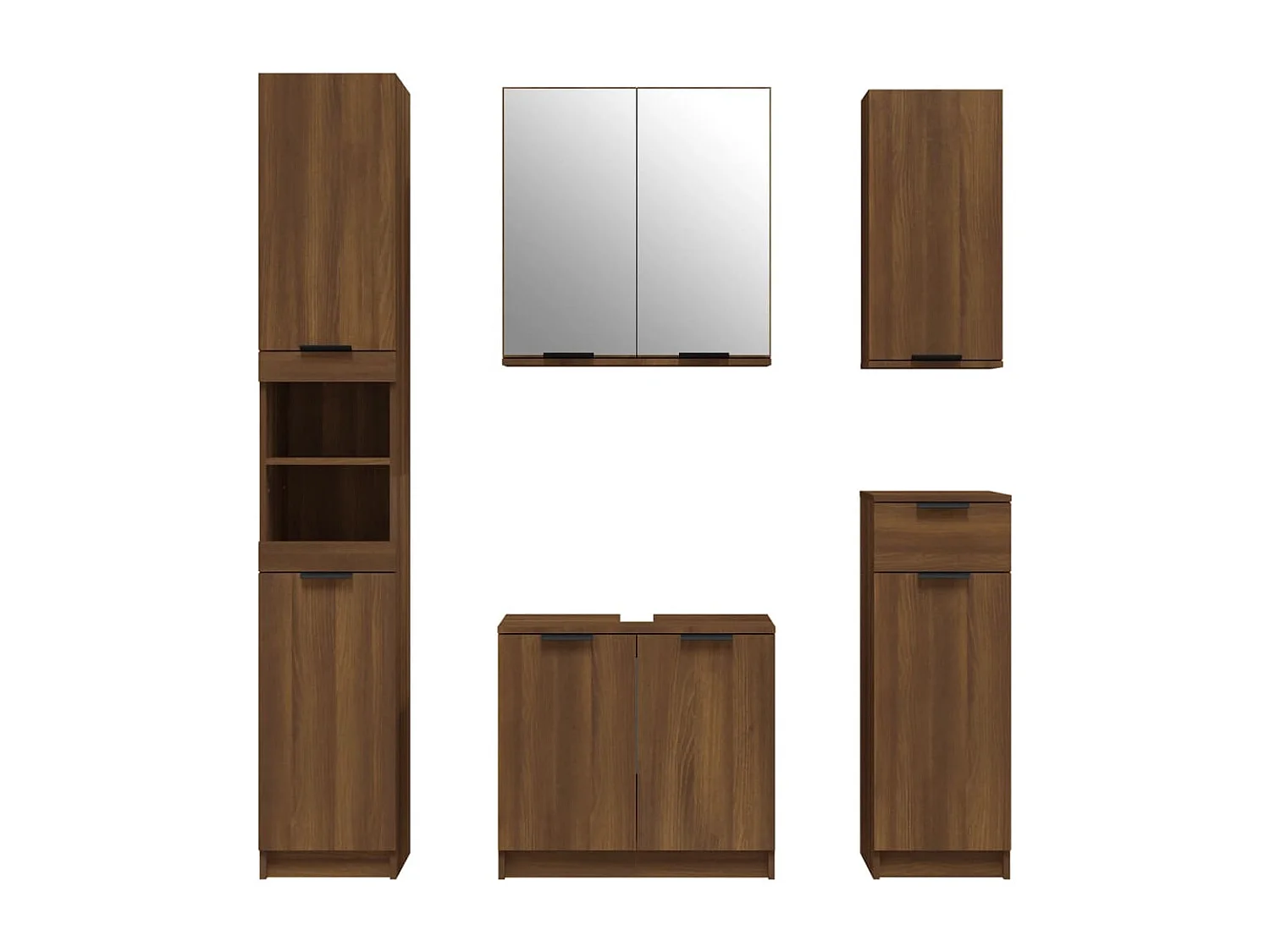 Badezimmermöbel 5 Stück Braunes Holzwerkstoff