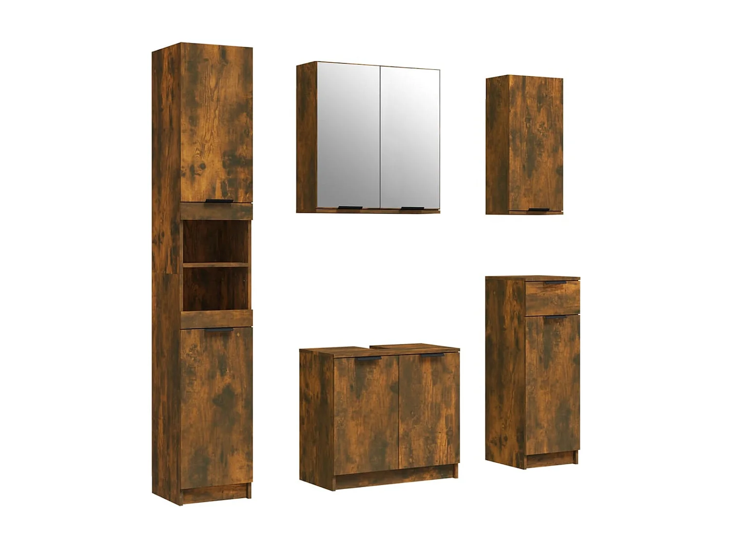 Meubles de salle de bain 5 pcs Chêne fumé Bois d'ingénierie