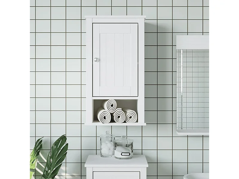 Mueble de pared para baño BERG madera de pino maciza blanca