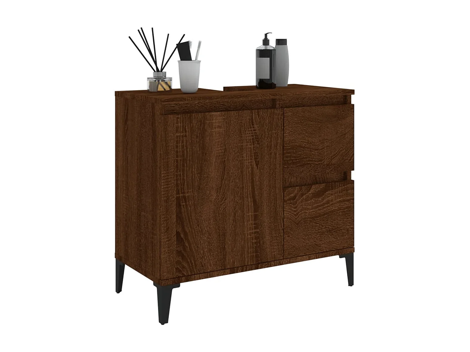 Armoire de bain chêne marron 65x33x60 cm bois d'ingénierie