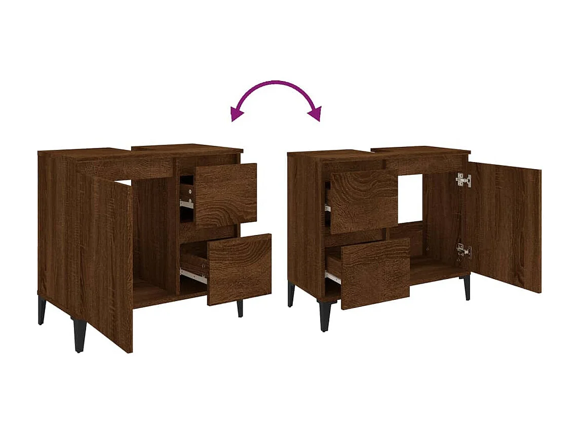 Armoire de bain chêne marron 65x33x60 cm bois d'ingénierie