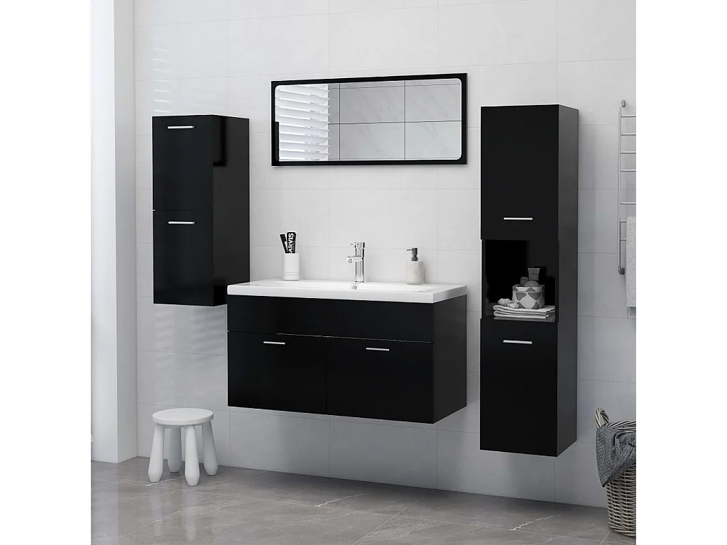 Mobile da bagno Nero 30x30x130 cm MDF