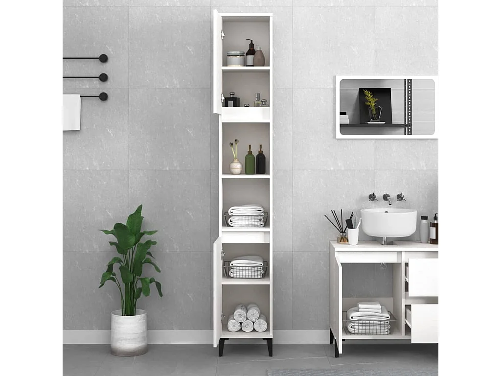 Mobile da bagno bianco 30x30x190 cm in derivati del legno