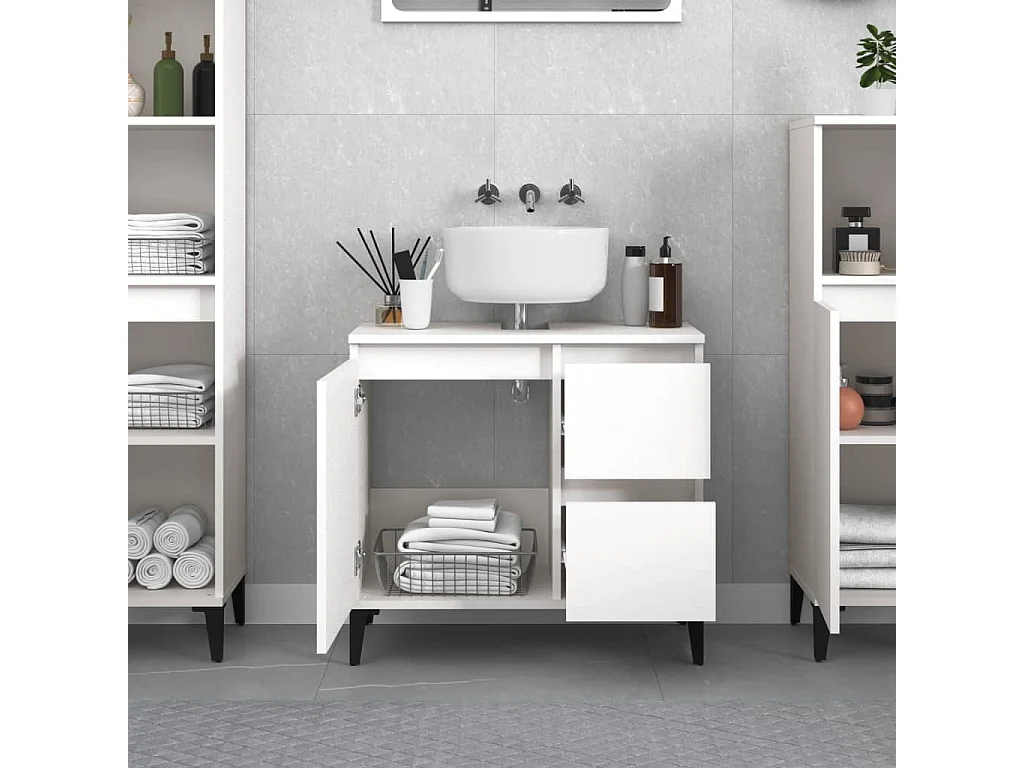 Armoire de salle de bain blanc 65x33x60 cm bois d'ingénierie