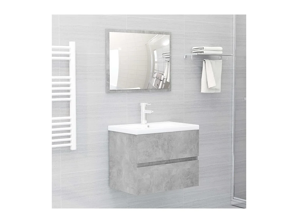 Meubles de salle de bain gris béton bois d'ingénierie