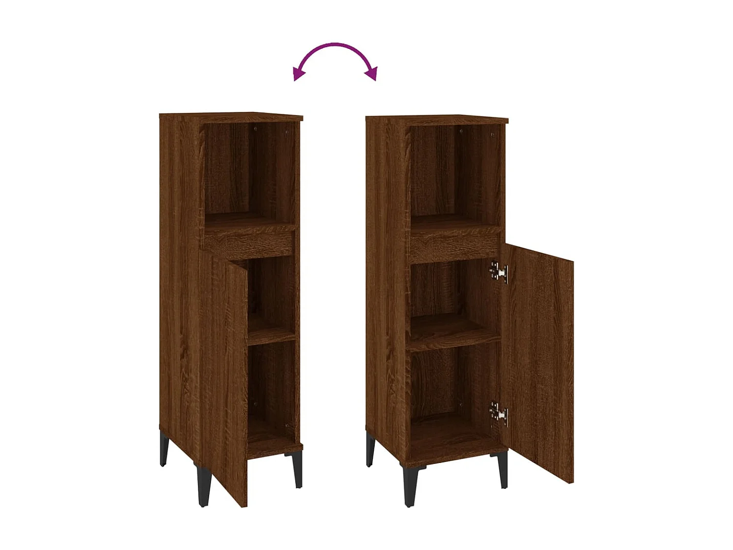 Armoire de bain chêne marron 30x30x100 cm bois d'ingénierie