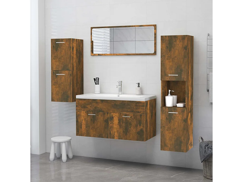 Mobile da bagno Rovere affumicato 30x30x130 cm MDF