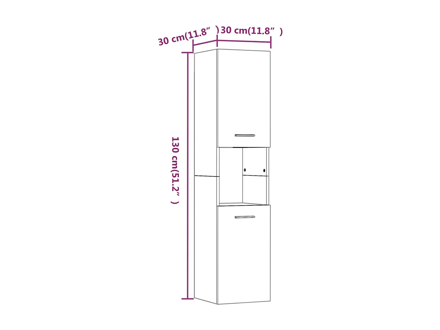Armoire de bain Chêne fumé 30x30x130 cm Bois d'ingénierie