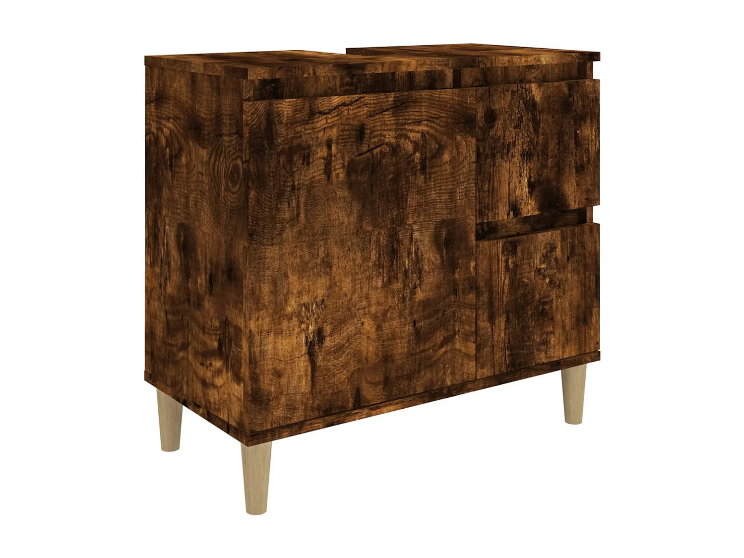 Armoire de bain chêne fumé 65x33x60 cm bois d'ingénierie