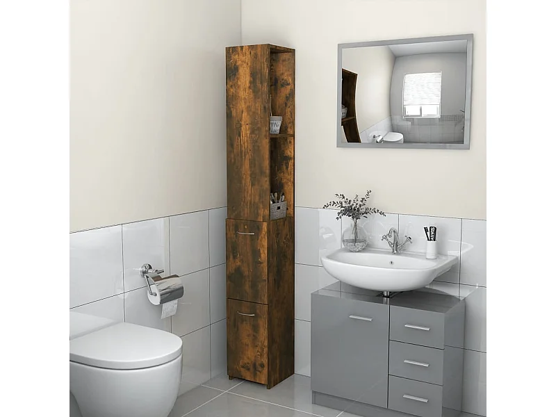 Mobile da bagno in rovere affumicato 25x26,5x170 cm in derivati del legno