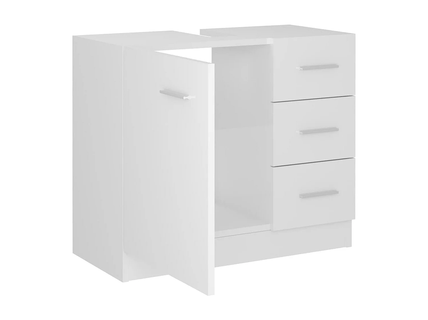 Waschbeckenunterschrank Weiß glänzend 63x30x54 cm Spanplatte