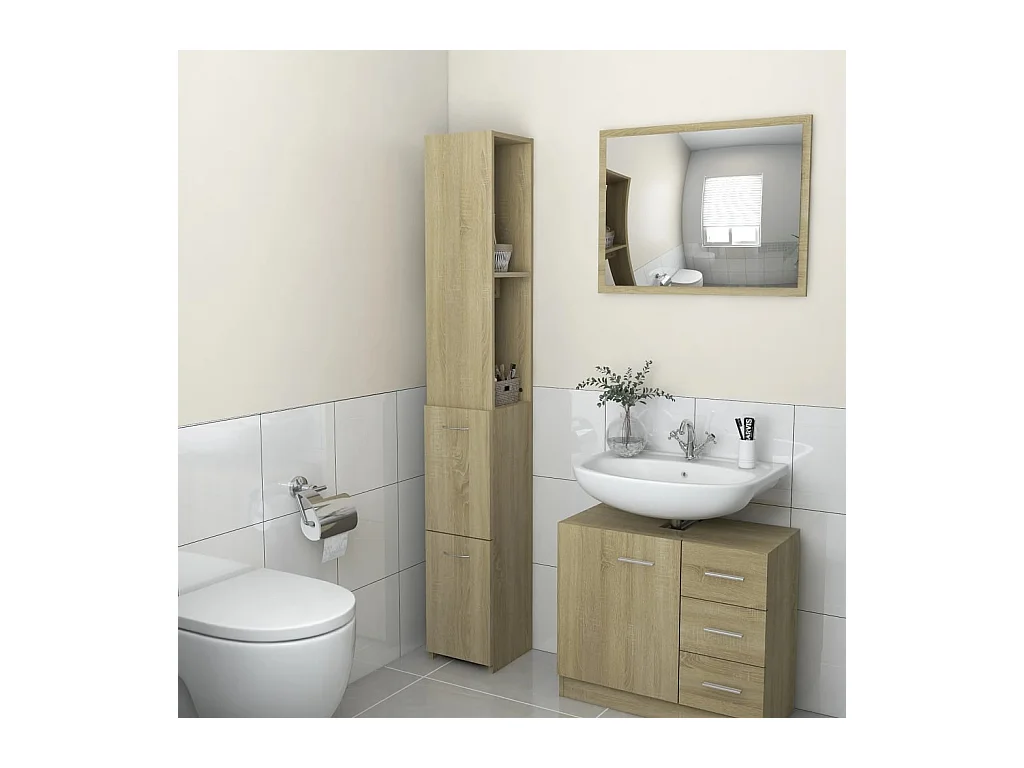 Badezimmerschrank aus Sonoma-Eiche, 25 x 26,5 x 170 cm