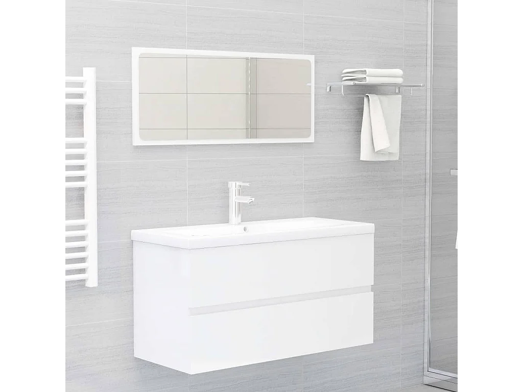 Mobile lavabo Bianco lucido 90x38,5x45 cm MDF