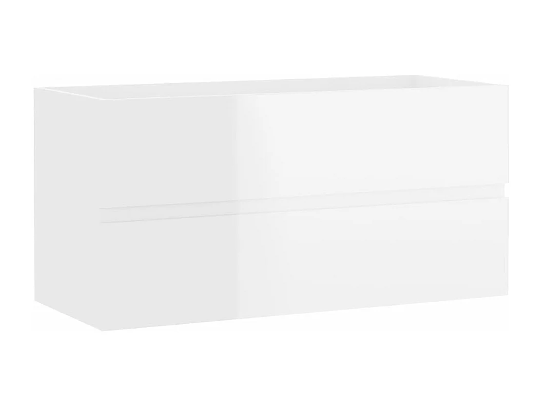 Armoire d'évier Blanc brillant 90x38,5x45 cm Bois d'ingénierie