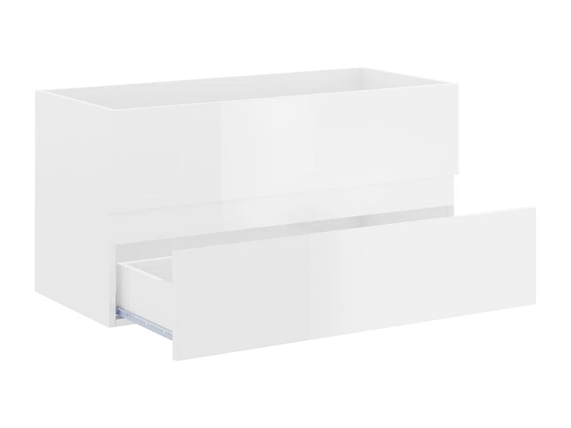 Armoire d'évier Blanc brillant 90x38,5x45 cm Bois d'ingénierie