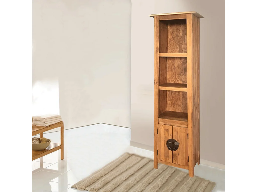 Meuble de salle de bain autoportant Bois pin massif 48x32x170cm