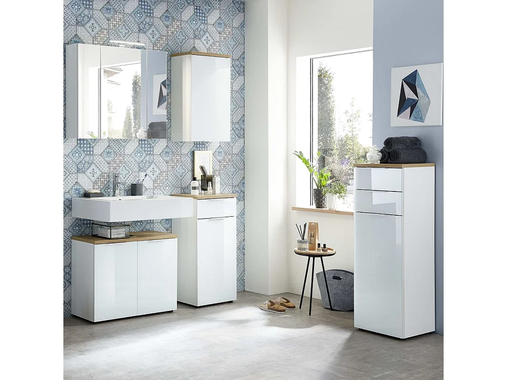 Germania Armoire murale de salle de bain GW-Pescara Blanc et chêne