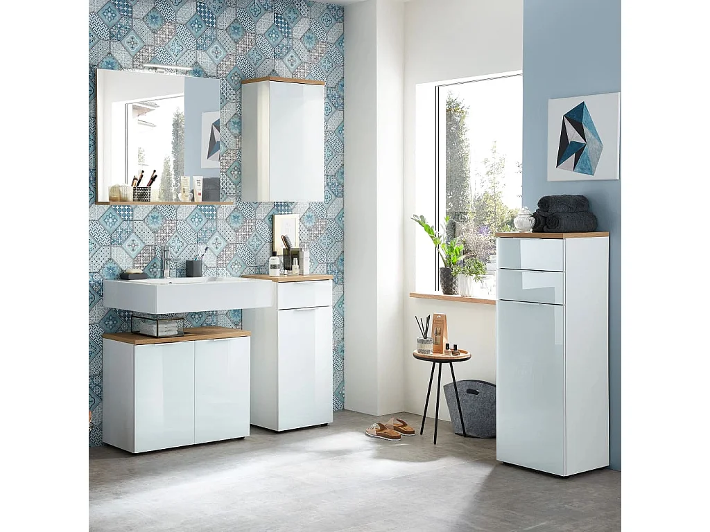 Germania Armoire murale de salle de bain GW-Pescara Blanc et chêne